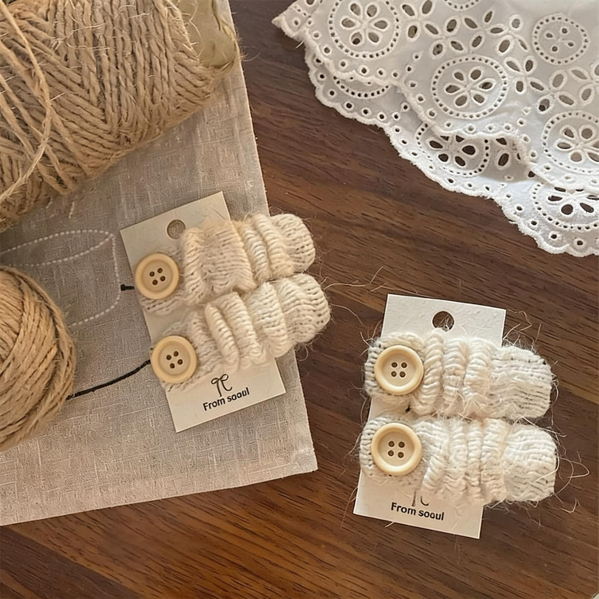 Fuzzy Button Snap Hair Clip