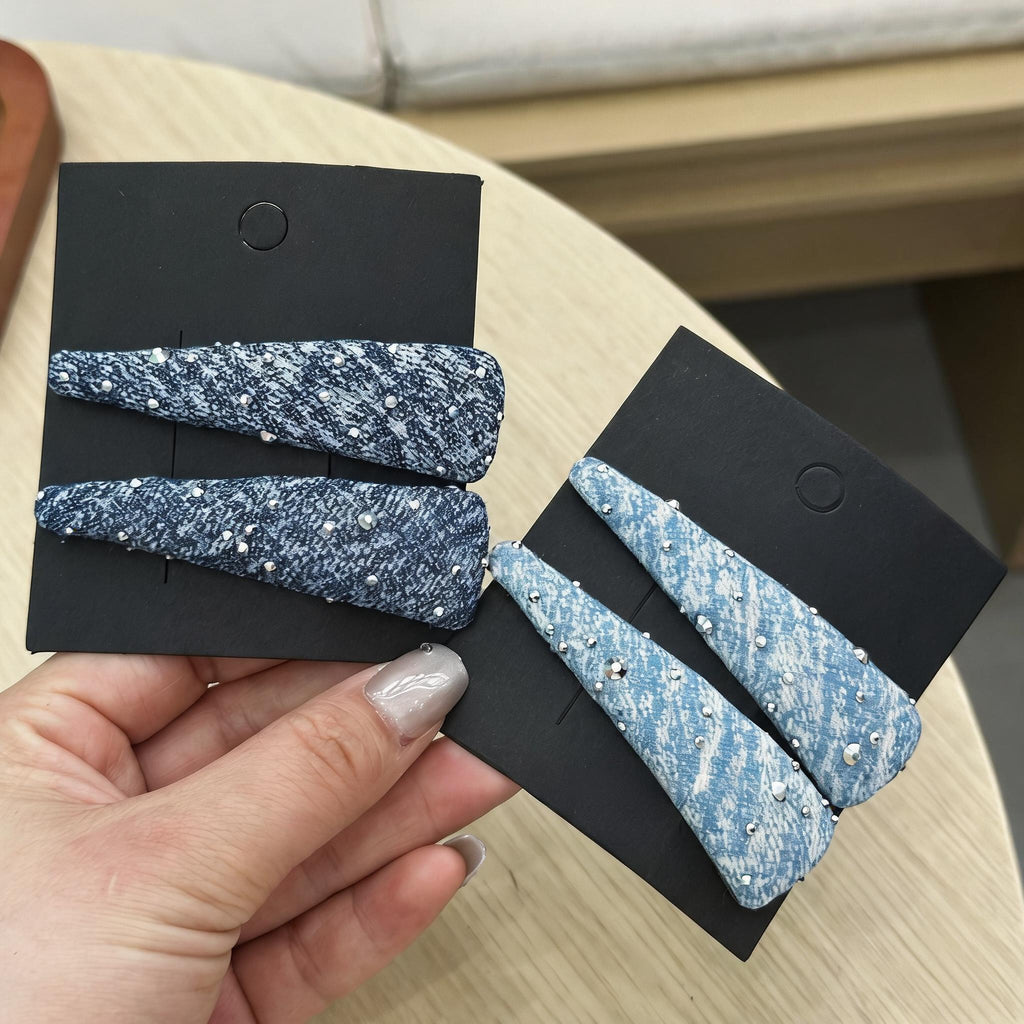 Speckled Blue Snap Hair Clips