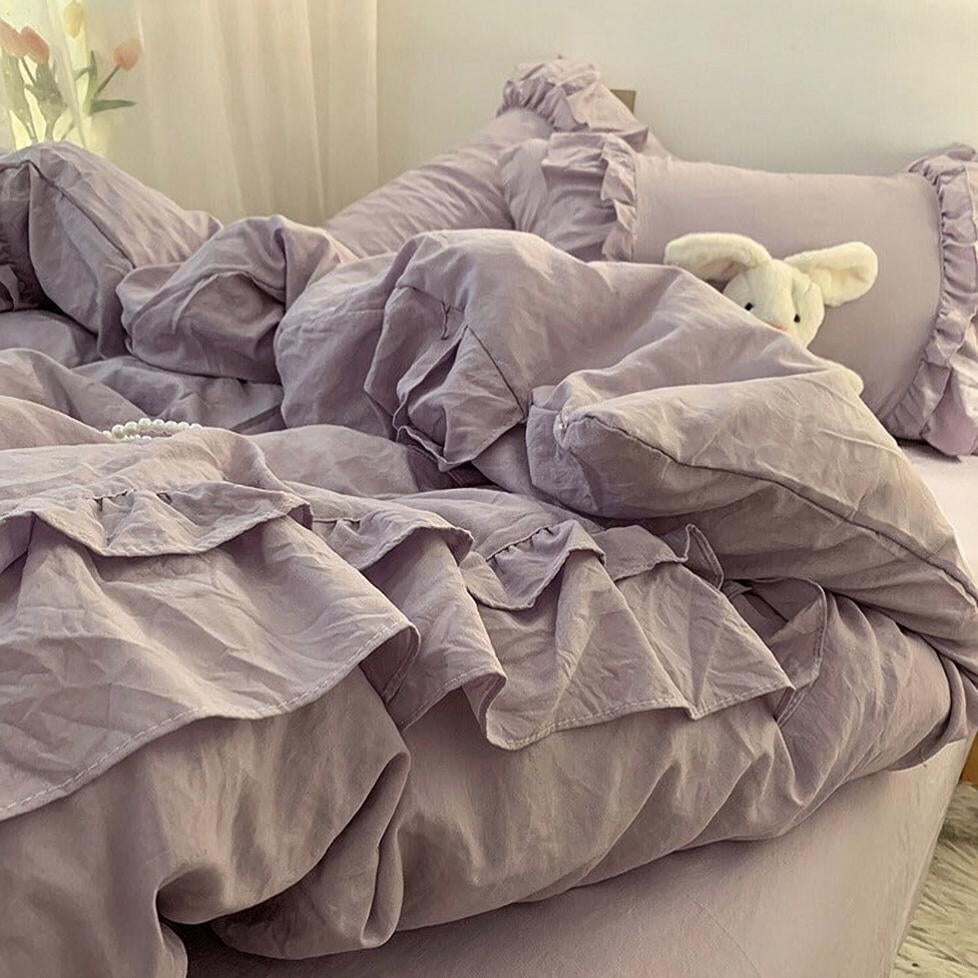 Ruffled Washed Cotton Bedding Set