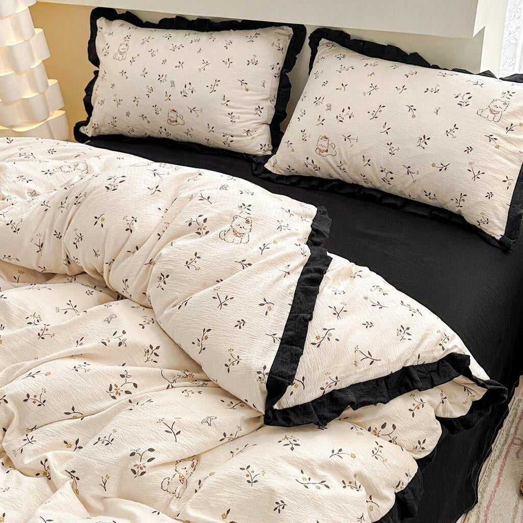 Ruffle Edge Cotton Bedding Set