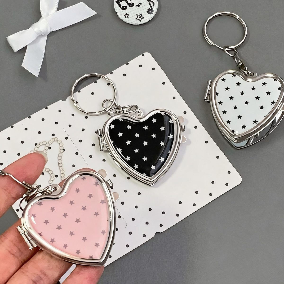 Starry Heart Mirror Keyring
