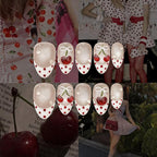 Cherry Bow Polka French Nails