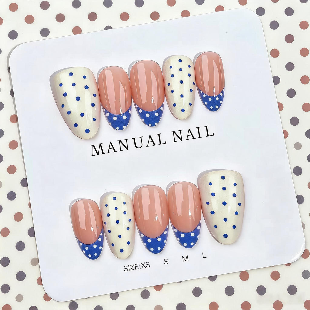 Blue Polka Dot Press-on Nails
