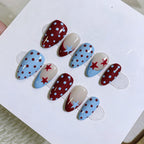 Crimson Star Polka Press-on Nails