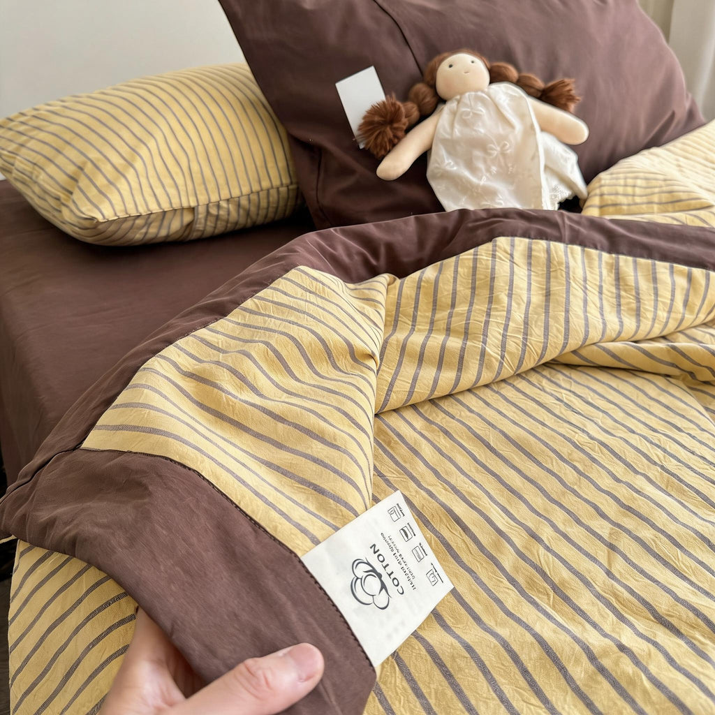 Washed Cotton Stripe Summer Quilt