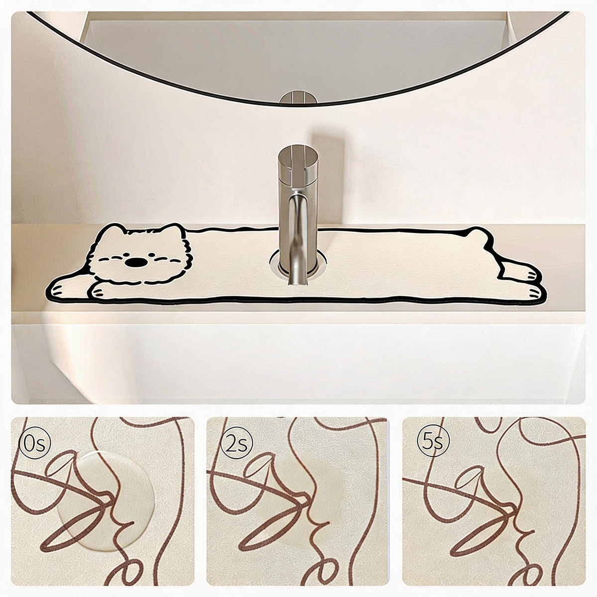 Sleepy Animal Tap Splash Mat
