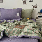 Reversible Stripe Washed Cotton Quilt