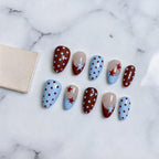 Crimson Star Polka Press-on Nails