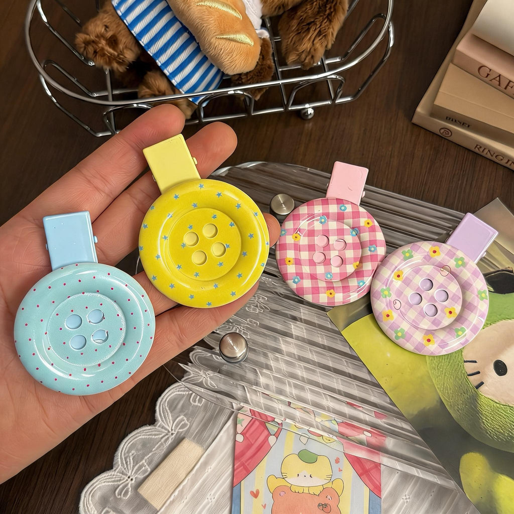 Oversized Button Hair Clips