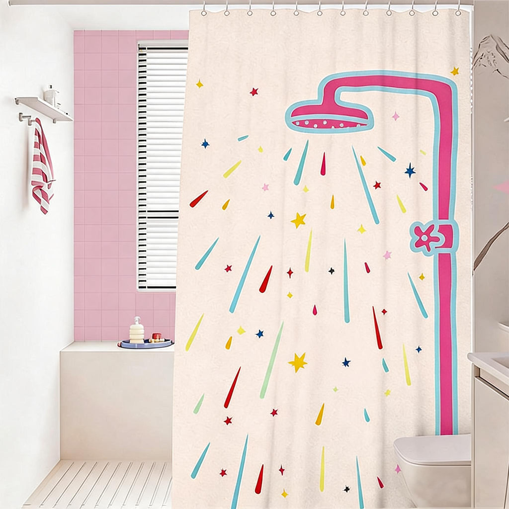 Rainbow Shower Print Curtain