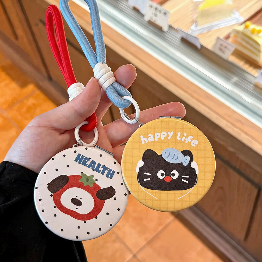 Cartoon Wrist Strap Folding Mirror