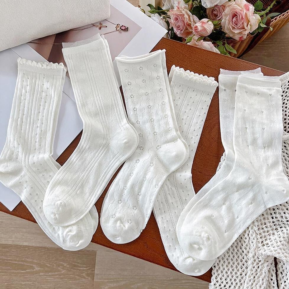 Ruffle Cuff Pointelle Ballet Socks