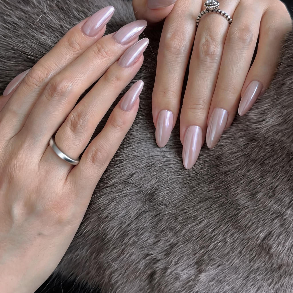 Milky Glaze Almond Press-On Nails