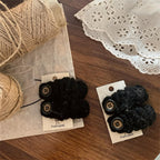 Fuzzy Button Snap Hair Clip