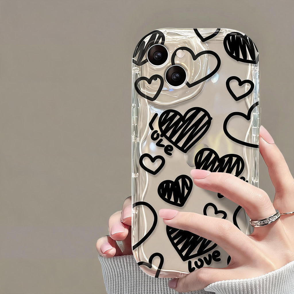 Scribbled Heart Wavy iPhone Case
