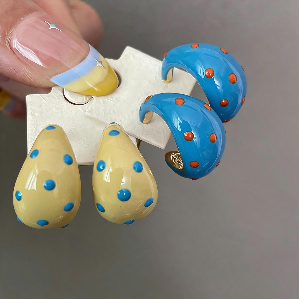 Polka Dot Chunky Teardrop Earrings