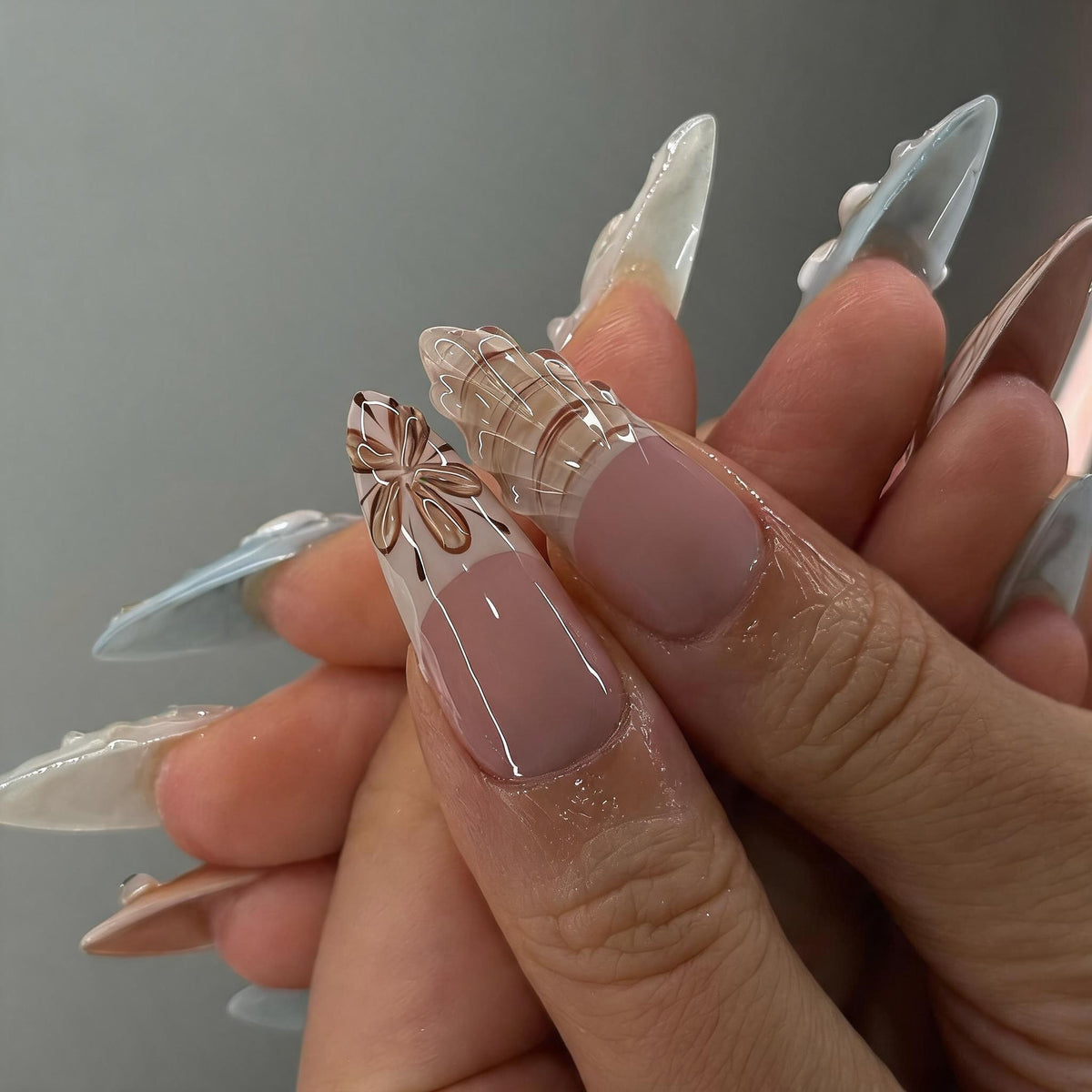 Pastel Swirl Almond Press-on Nails