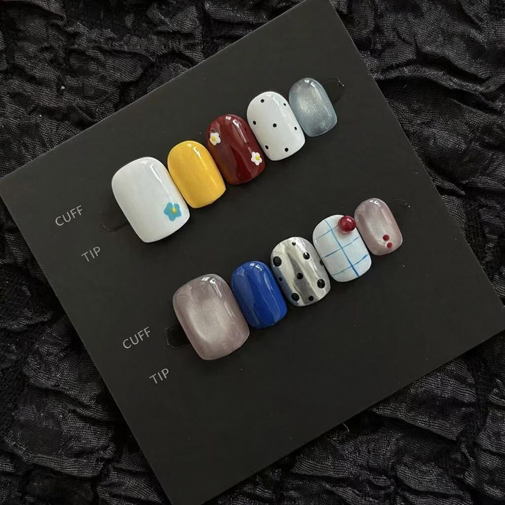Mismatched Dot Grid Press-On Nails