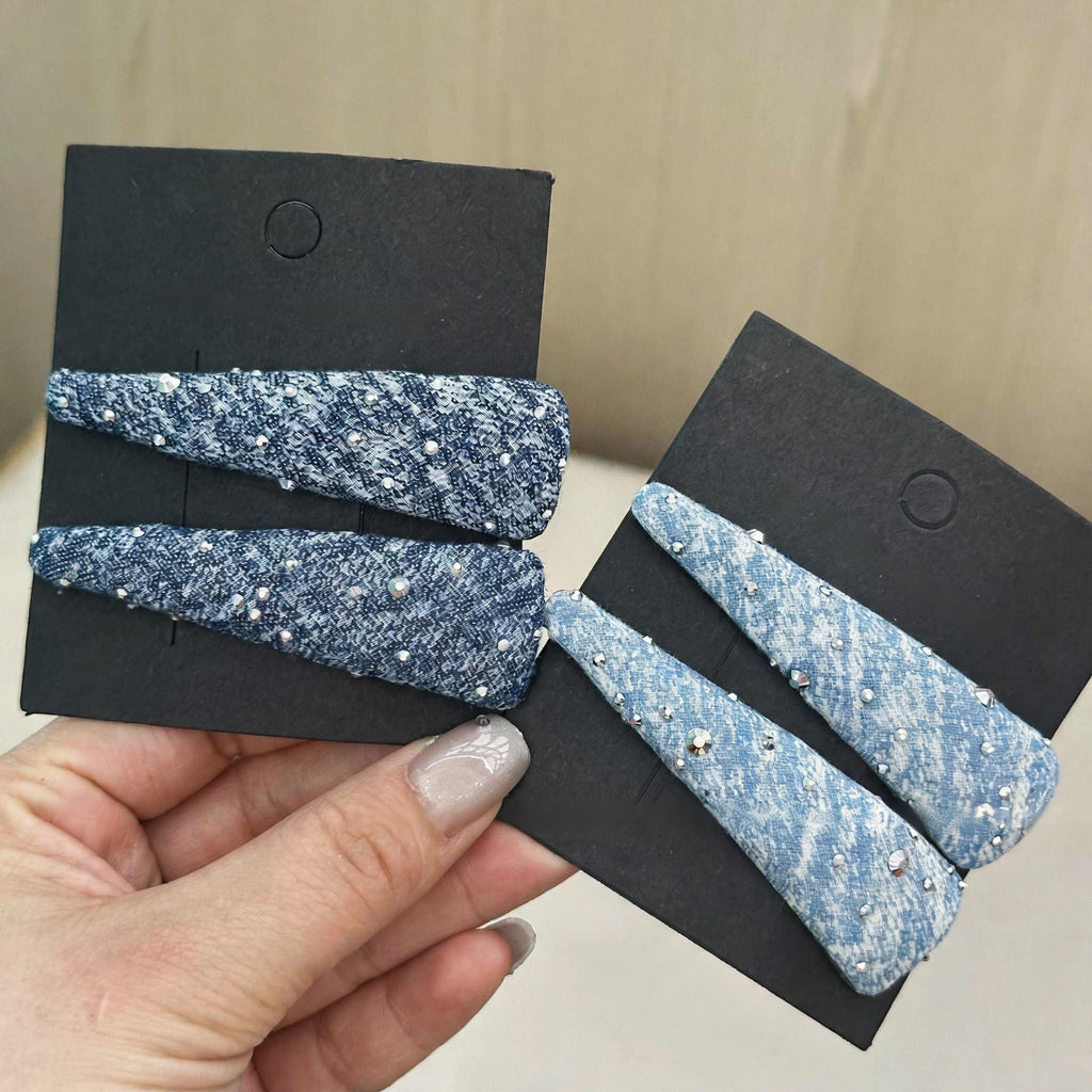 Speckled Blue Snap Hair Clips
