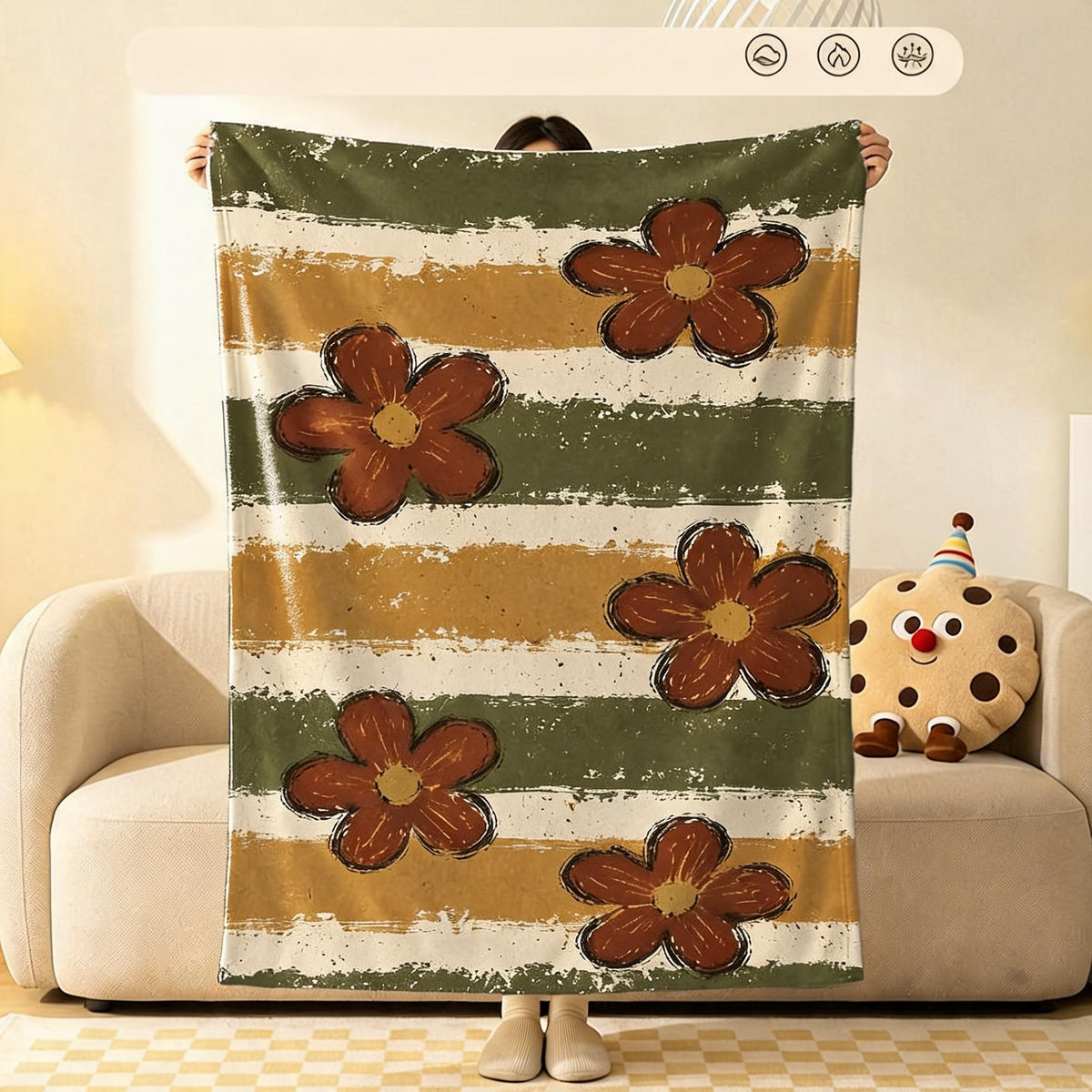 Painted Flower Flannel Throw