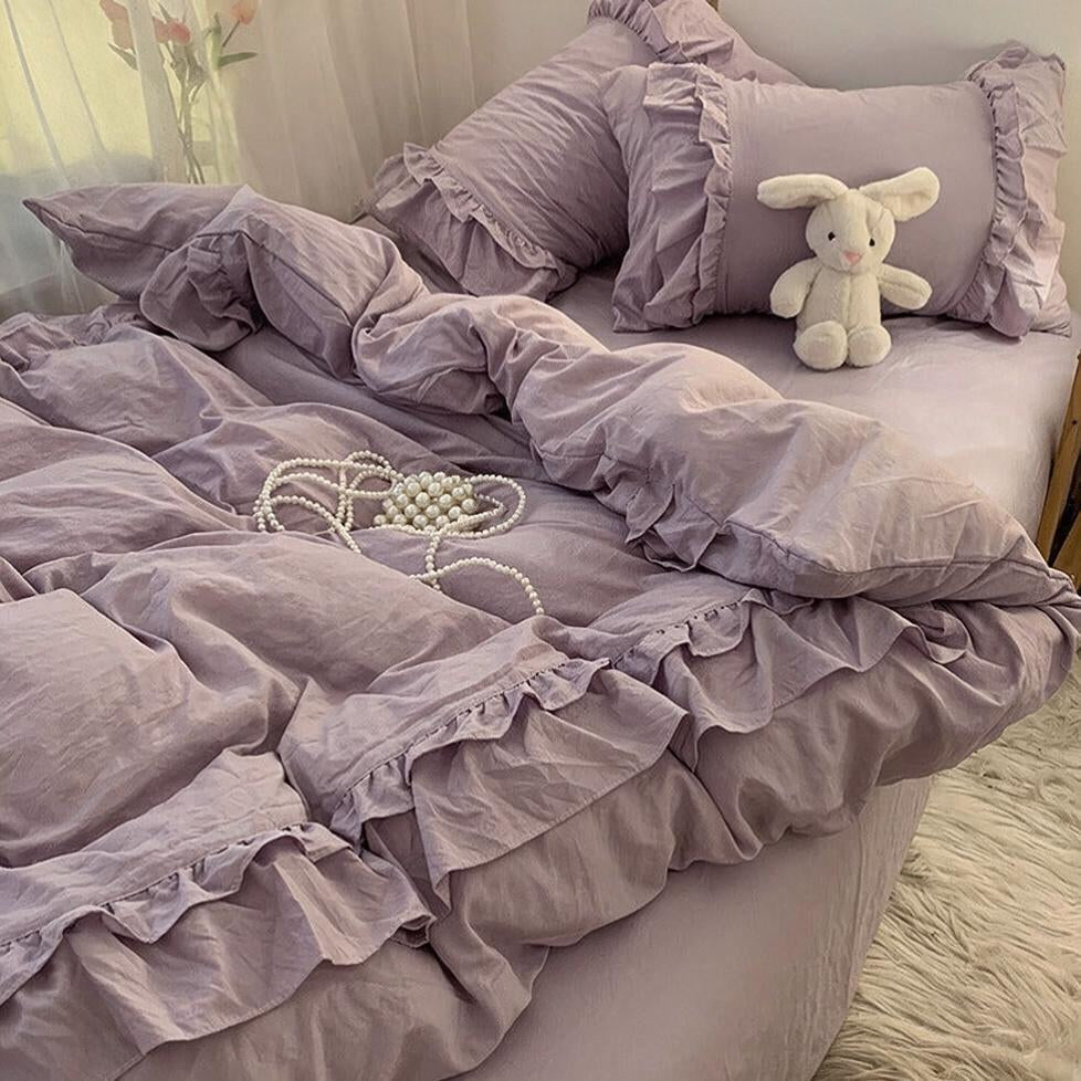 Ruffled Washed Cotton Bedding Set