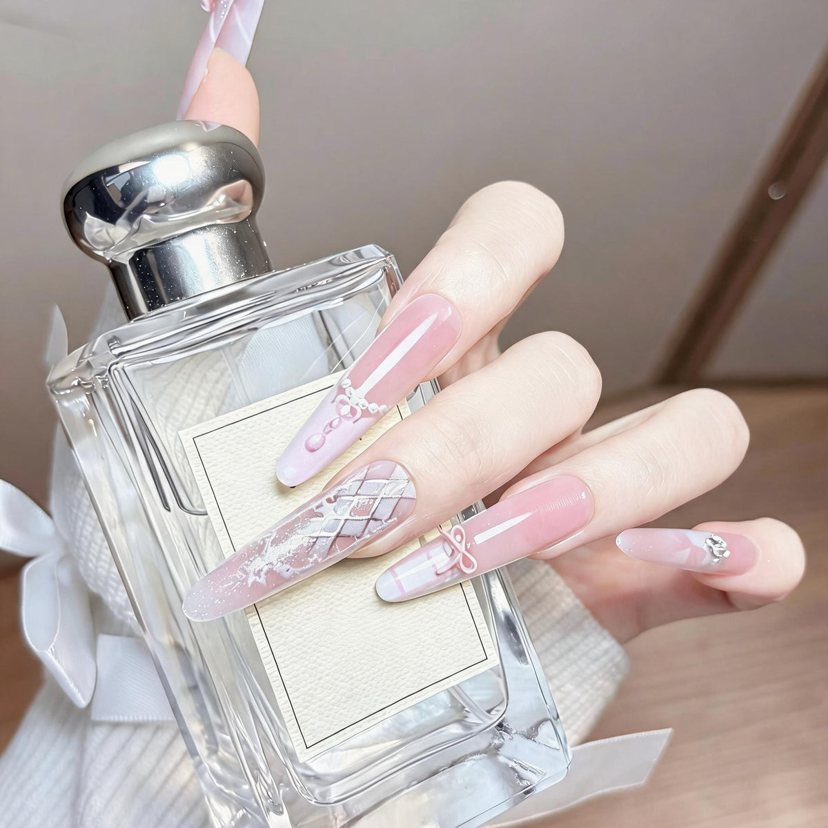 Ballet Bow Stiletto Press-On Nails