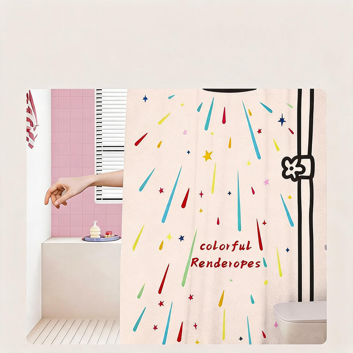 Rainbow Shower Print Curtain