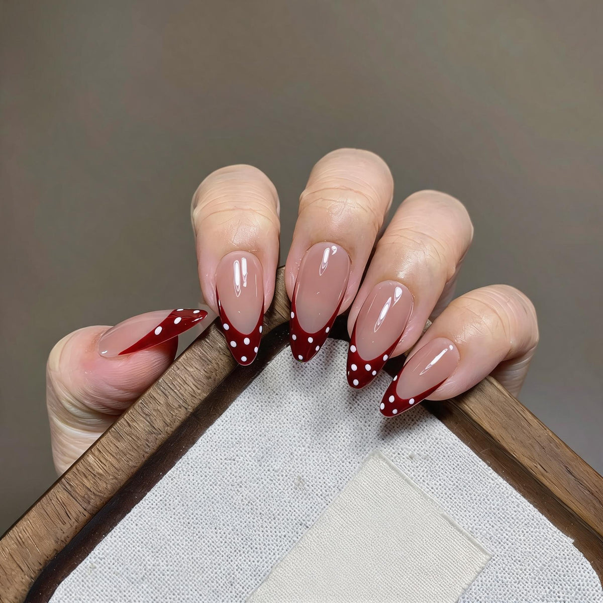 Red French Polka Dot Nails