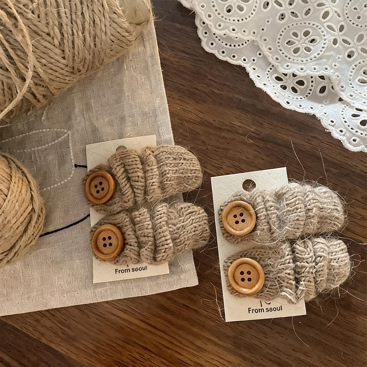 Fuzzy Button Snap Hair Clip