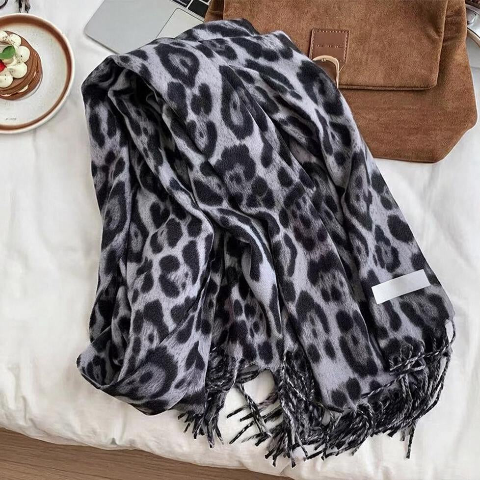 Leopard Fringe Wrap Scarf