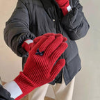 Little Bow Ribbed Knit Gloves