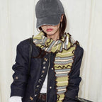 Ruffled Stripe Triangle Scarf