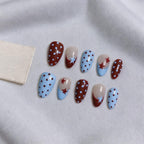 Crimson Star Polka Press-on Nails