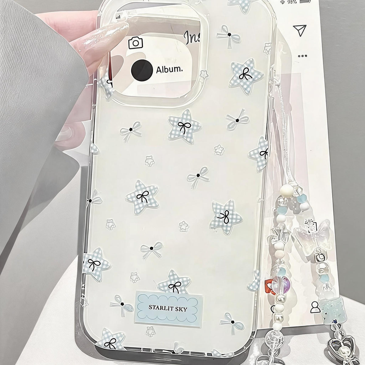 Starlit Gingham Bow Case