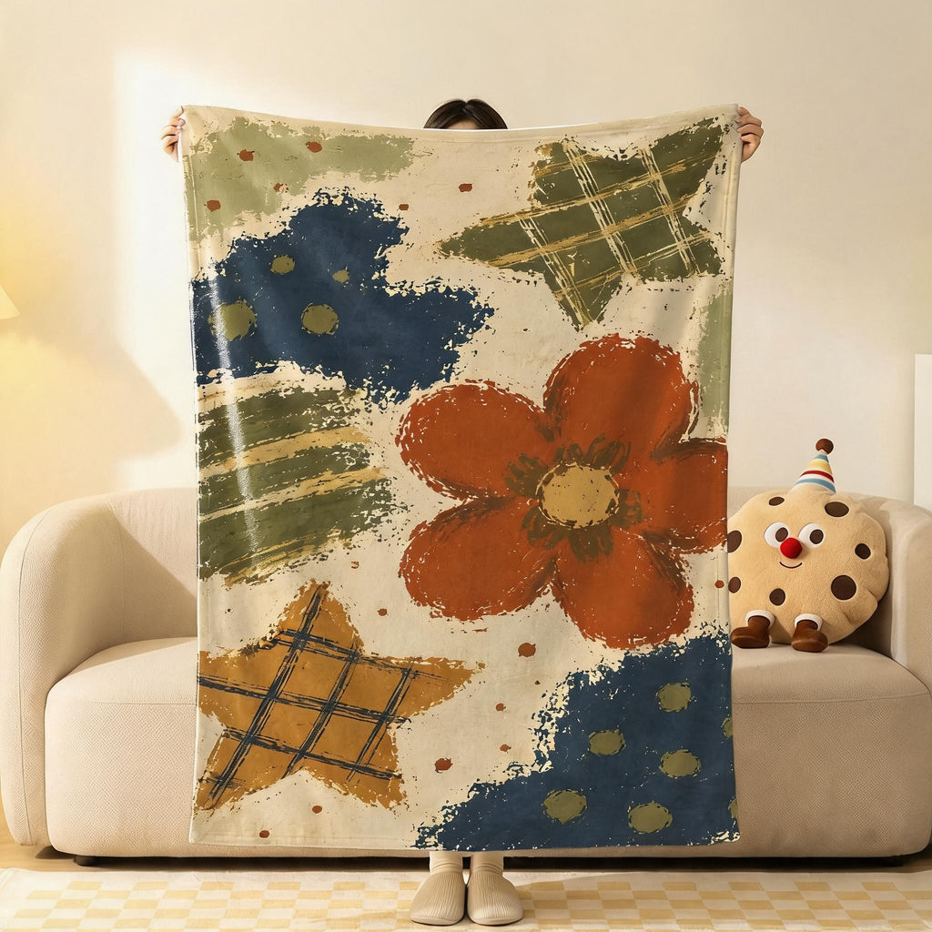 Painted Flower Flannel Throw