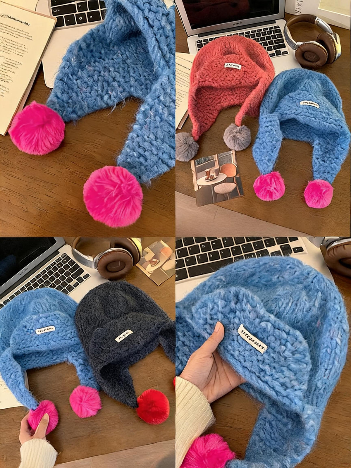 Pom-Pom Knit Trapper Hat