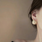 Raised Rose Dome Huggie Earrings