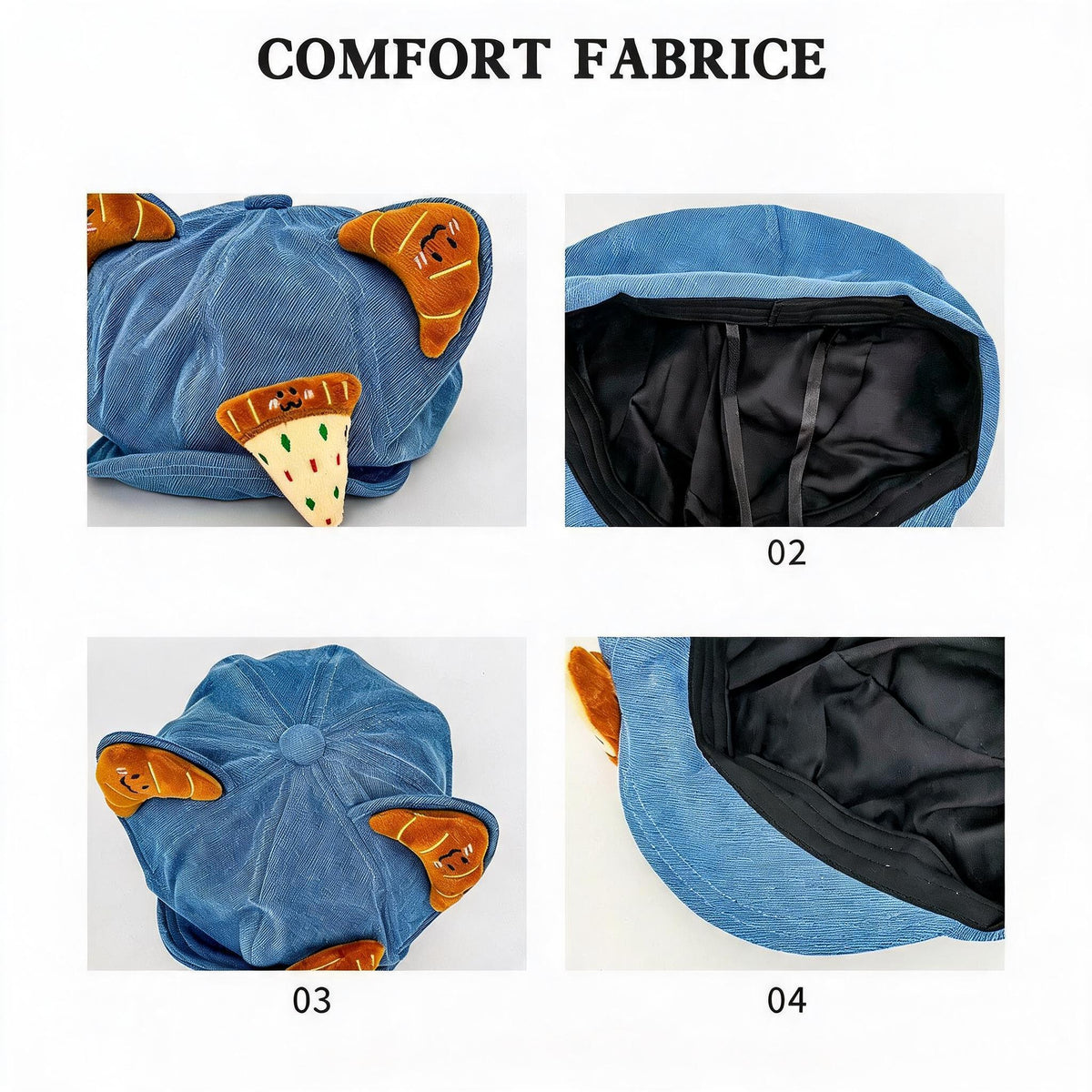 Cat Ear Denim Newsboy Cap