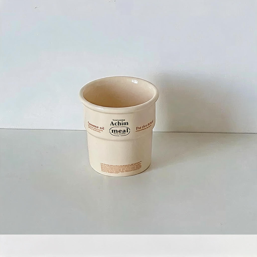 Label Print Handleless Ceramic Cup
