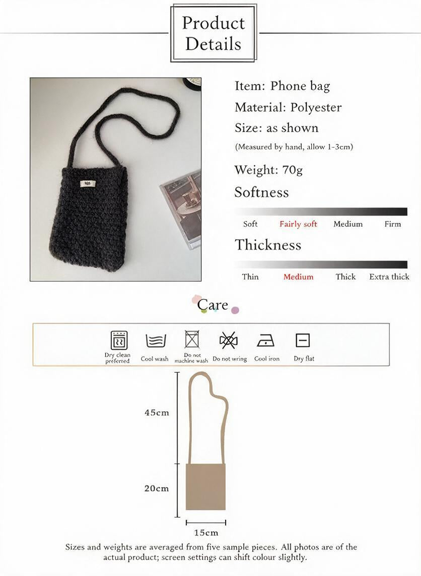 Popcorn Knit Phone Crossbody Bag