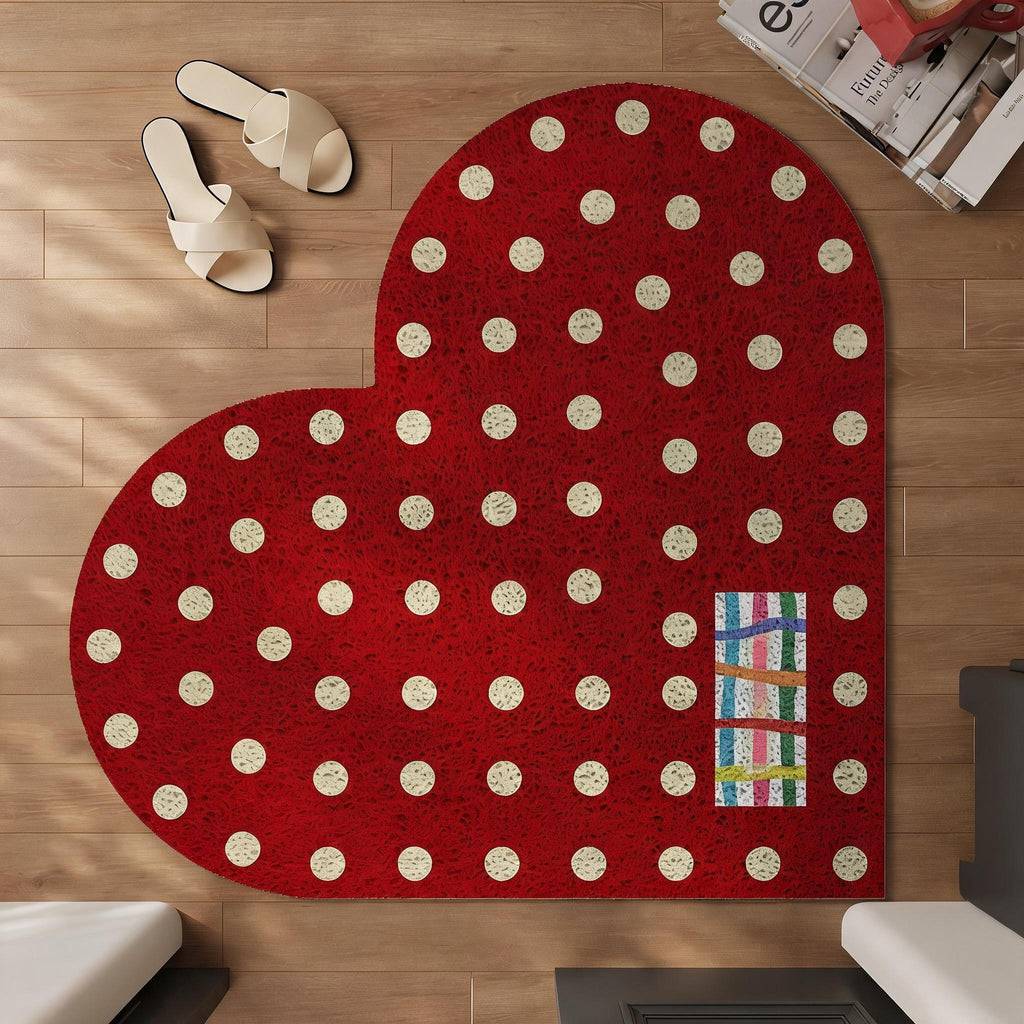 Retro Polka Heart Doormat