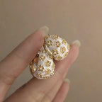 Raised Rose Dome Huggie Earrings