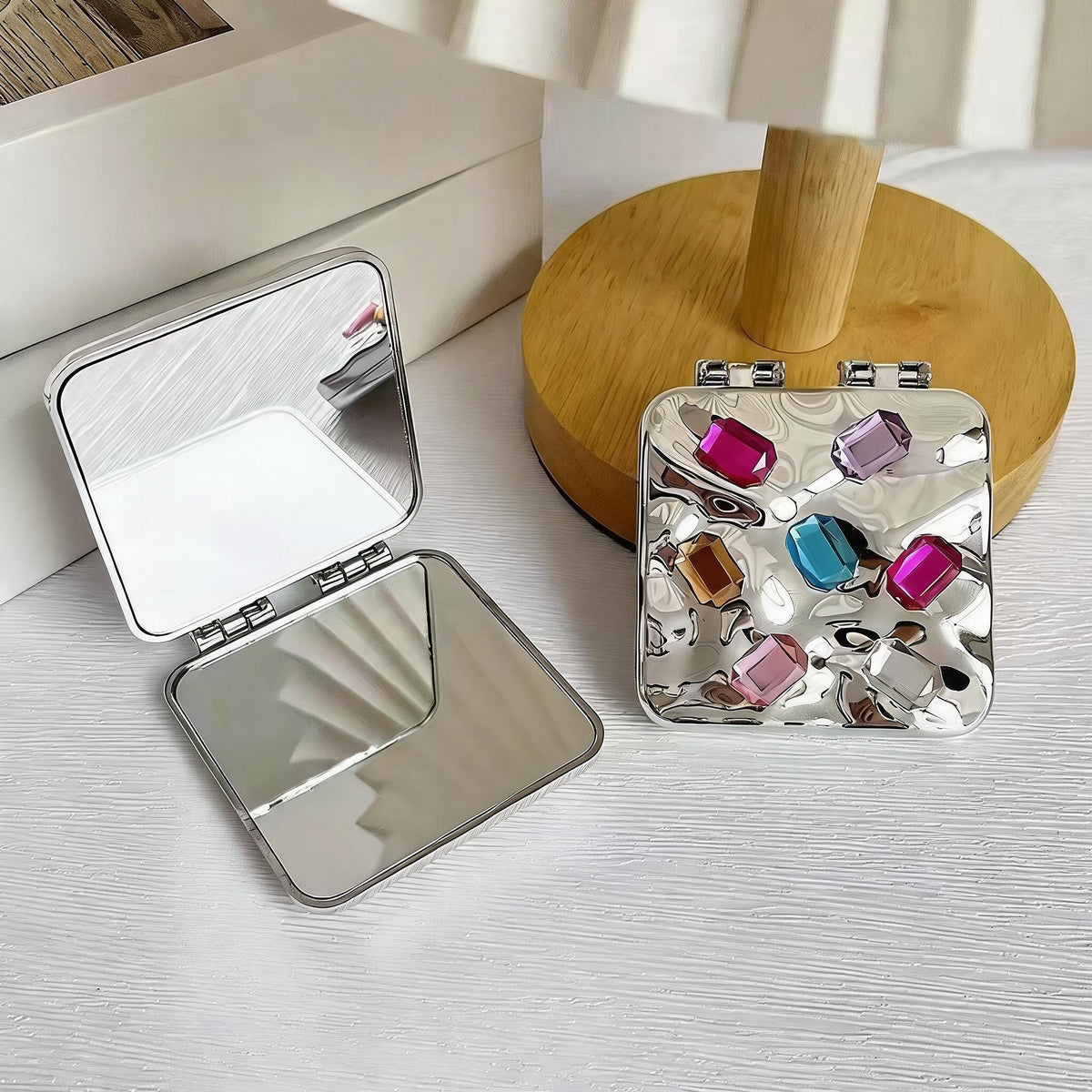 Ripple Square Folding Pocket Mirror