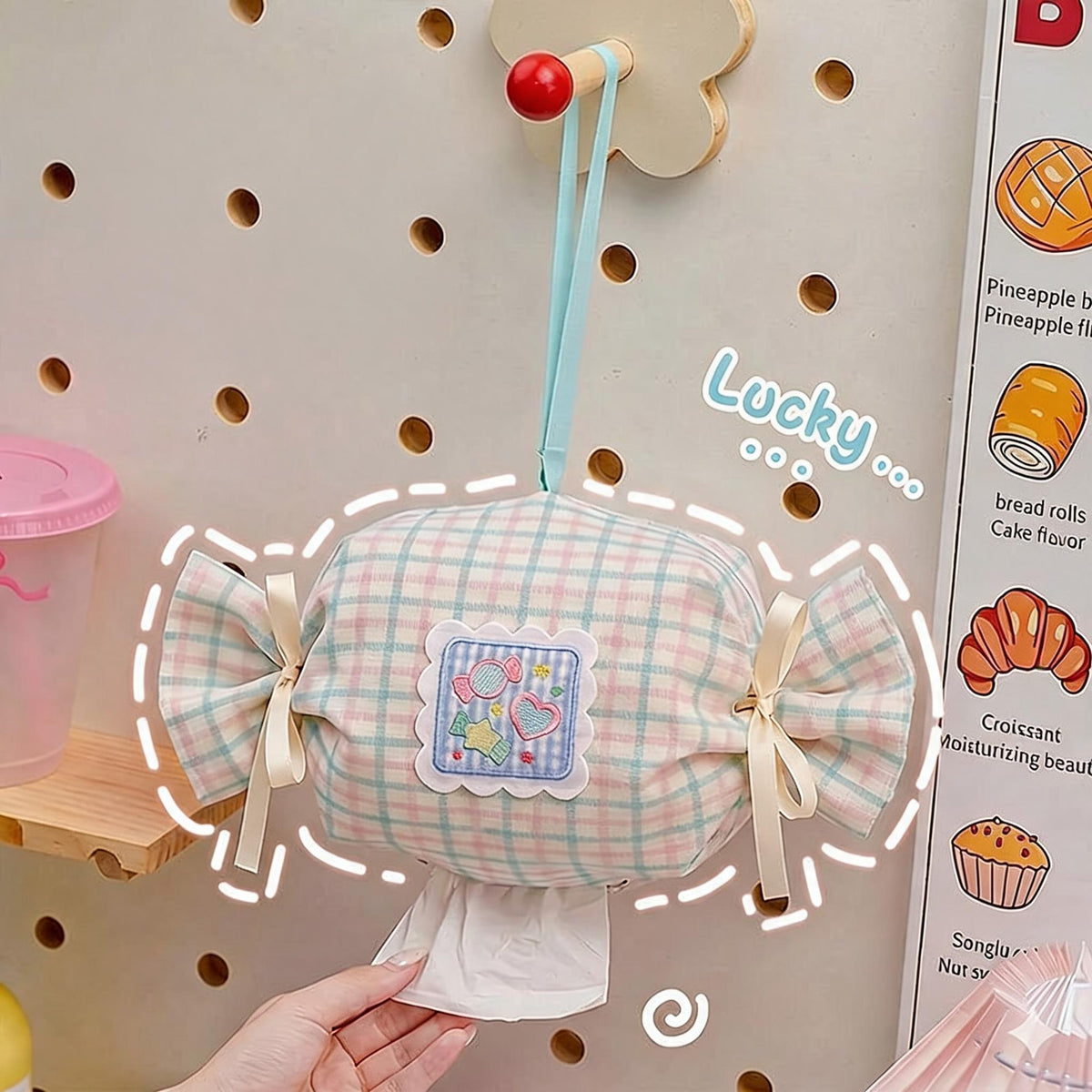 Striped Candy Hanging Tissue Holder