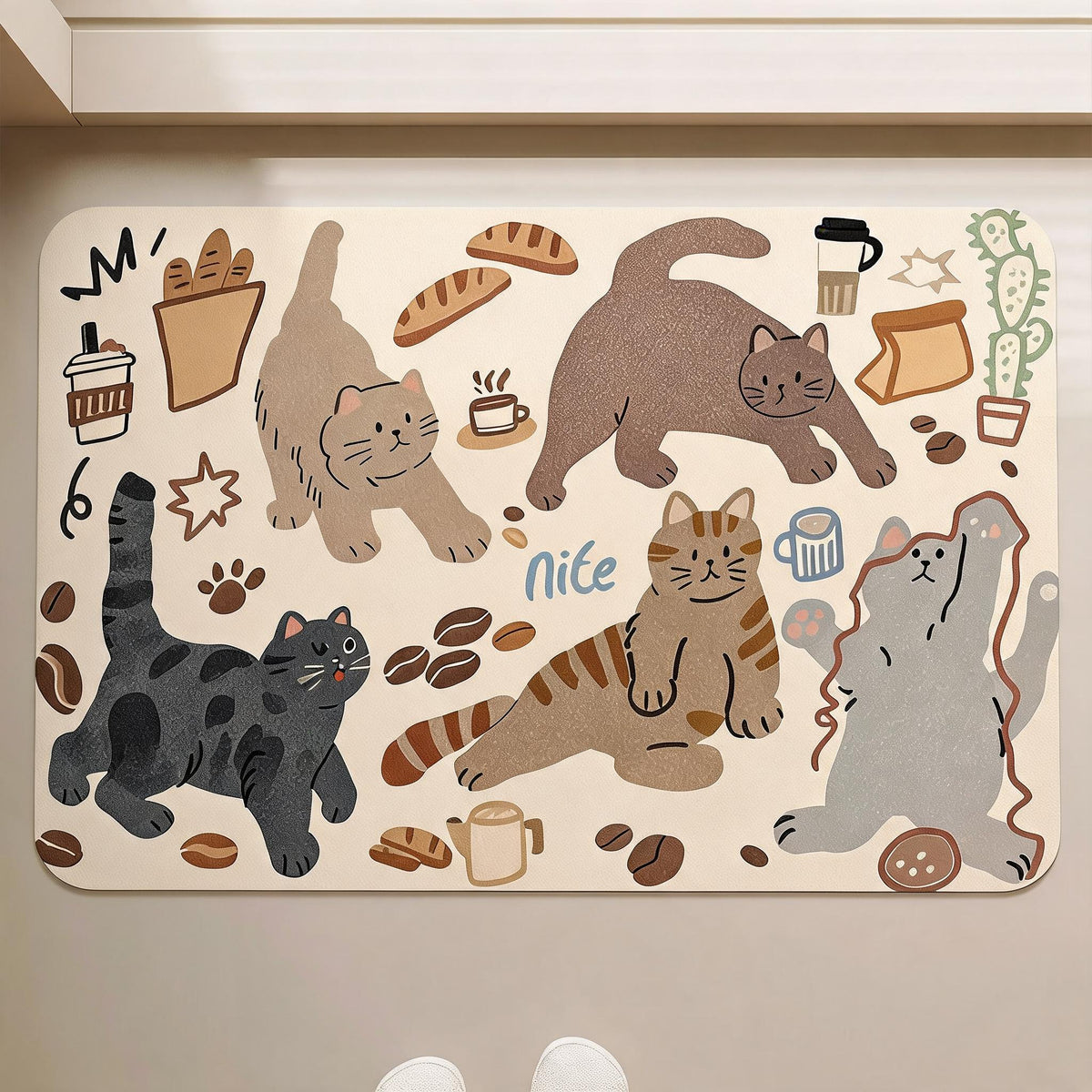 Coffee Break Cats Bath Mat