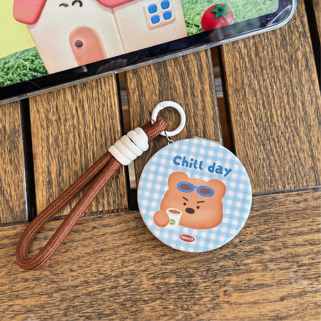 Cartoon Wrist Strap Folding Mirror