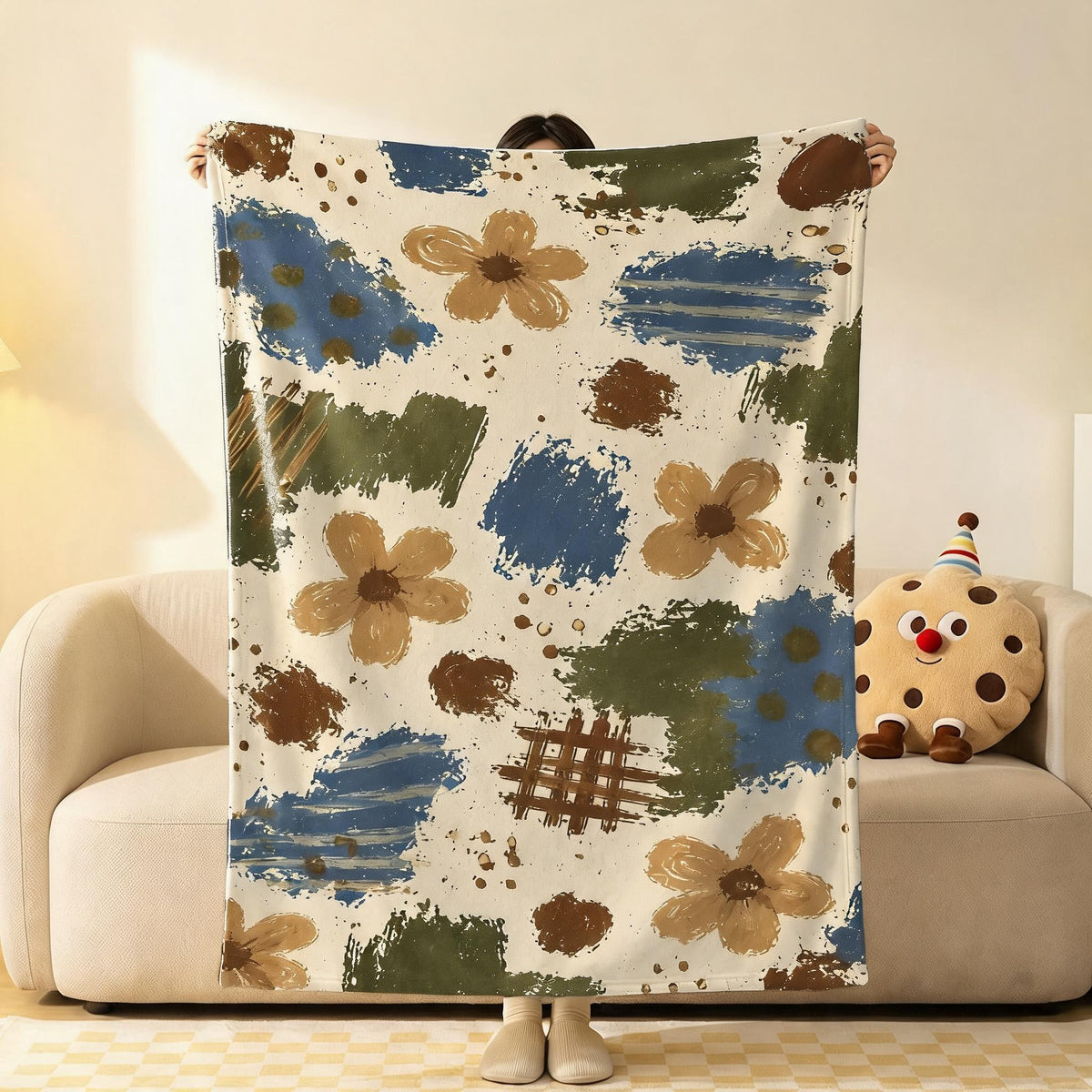 Painted Flower Flannel Throw