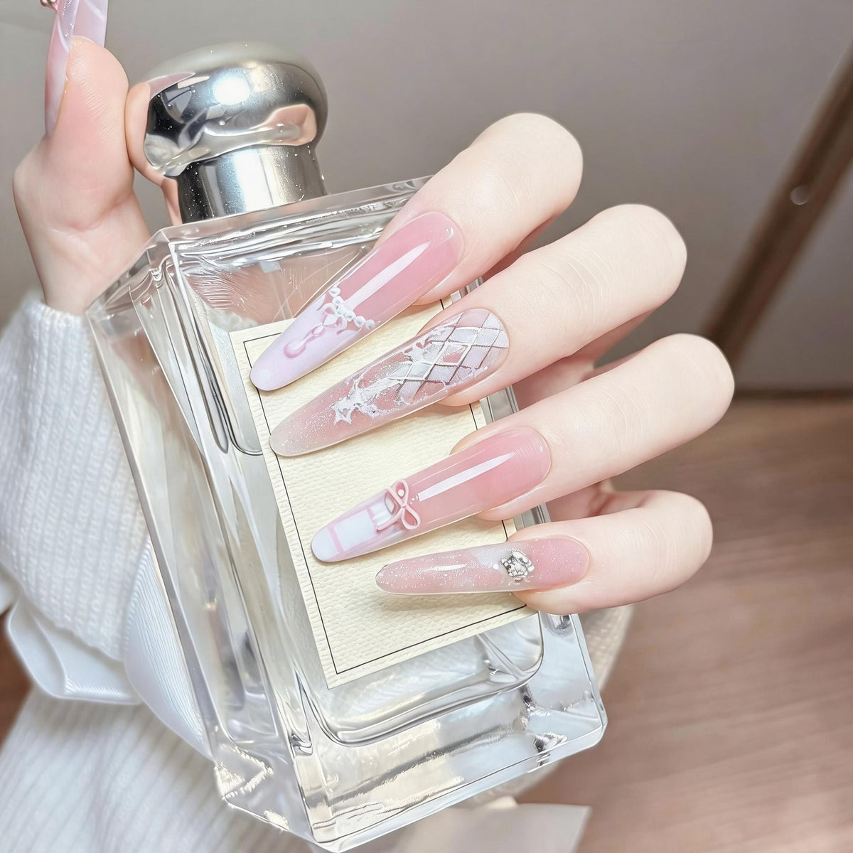 Ballet Bow Stiletto Press-On Nails