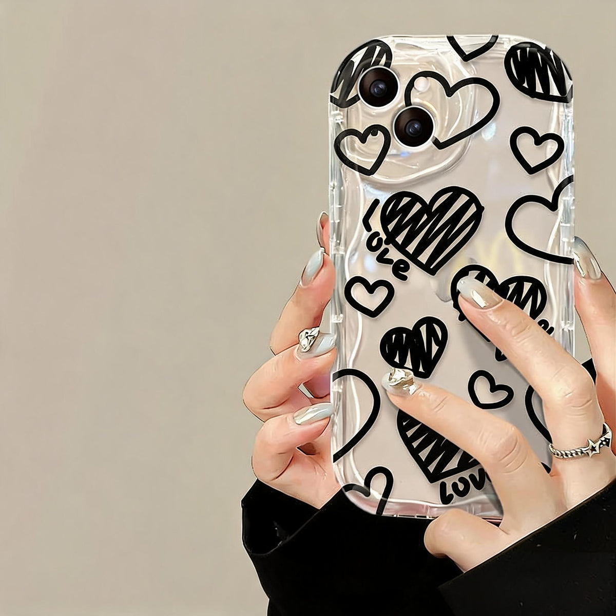 Scribbled Heart Wavy iPhone Case