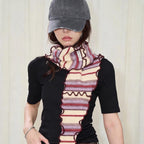 Ruffled Stripe Triangle Scarf